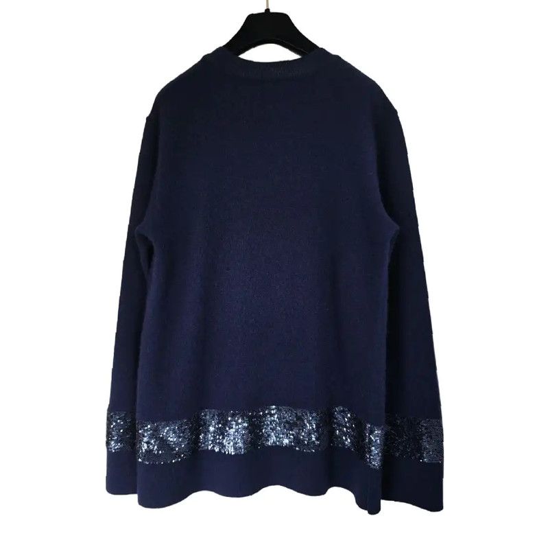 Chanel Chanel Oversized Navy Cashmere Sweater with Sequins 0089 Size ONE SIZE - 2 Thumbnail