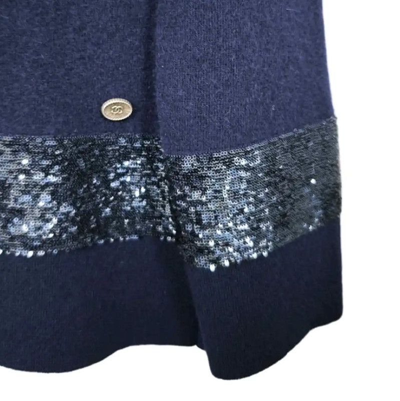 Chanel Chanel Oversized Navy Cashmere Sweater with Sequins 0089 Size ONE SIZE - 4 Thumbnail