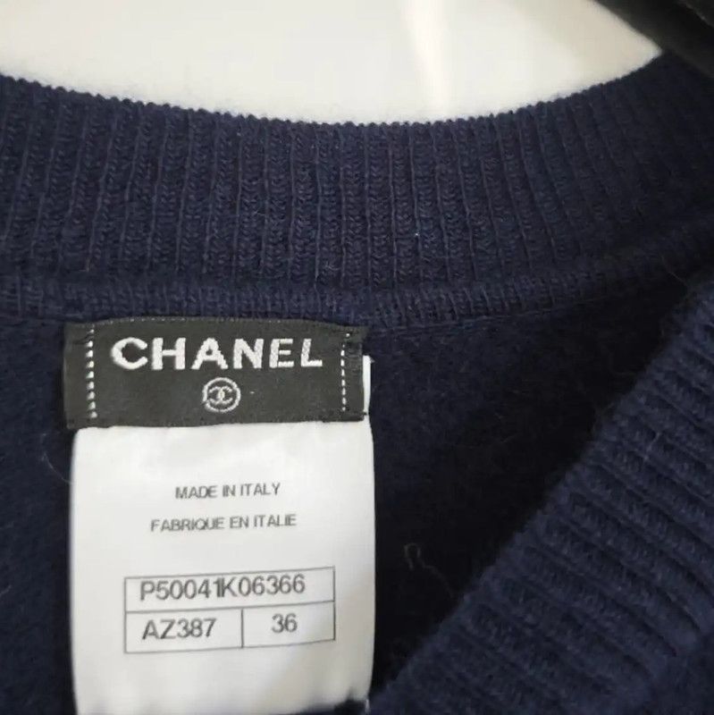 Chanel Chanel Oversized Navy Cashmere Sweater with Sequins 0089 Size ONE SIZE - 7 Thumbnail