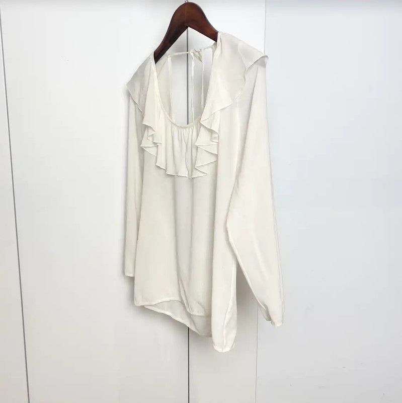 Chanel Chanel Summer Ivory Silk Ruffled Short Sleeve Top 0089 Size S / US 4 / IT 40 - 4 Thumbnail