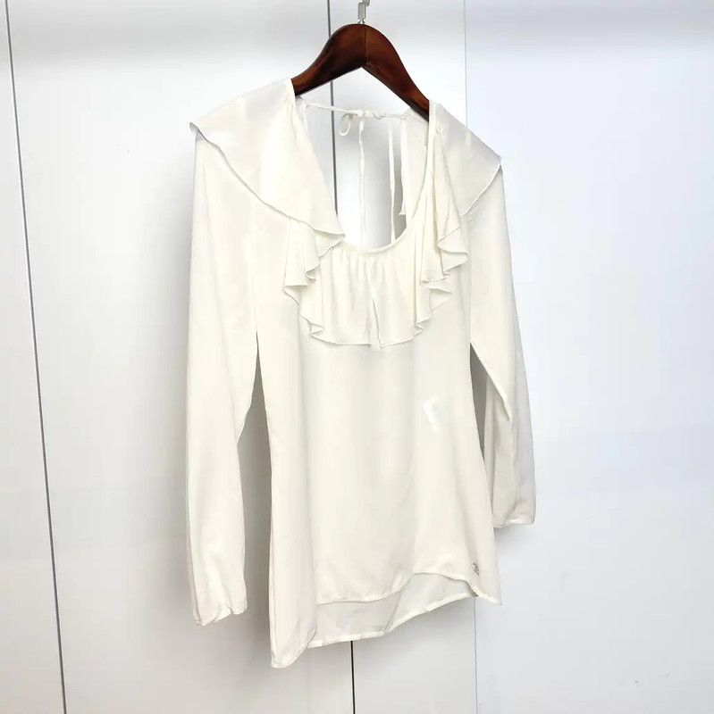 Chanel Chanel Summer Ivory Silk Ruffled Short Sleeve Top 0089 Size S / US 4 / IT 40 - 3 Thumbnail
