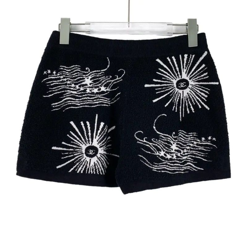 Chanel Chanel Black Cotton Women's Shorts 0089 Size 23" - 2 Thumbnail