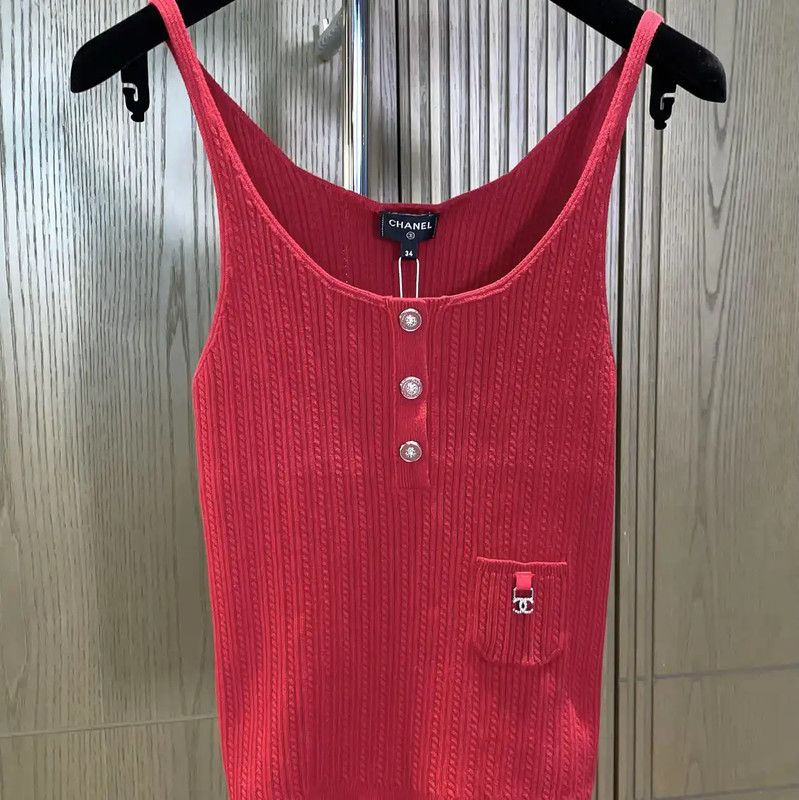 Chanel Chanel Red Cotton Blend Women's Pullover 0089 Size S / US 4 / IT 40 - 4 Thumbnail