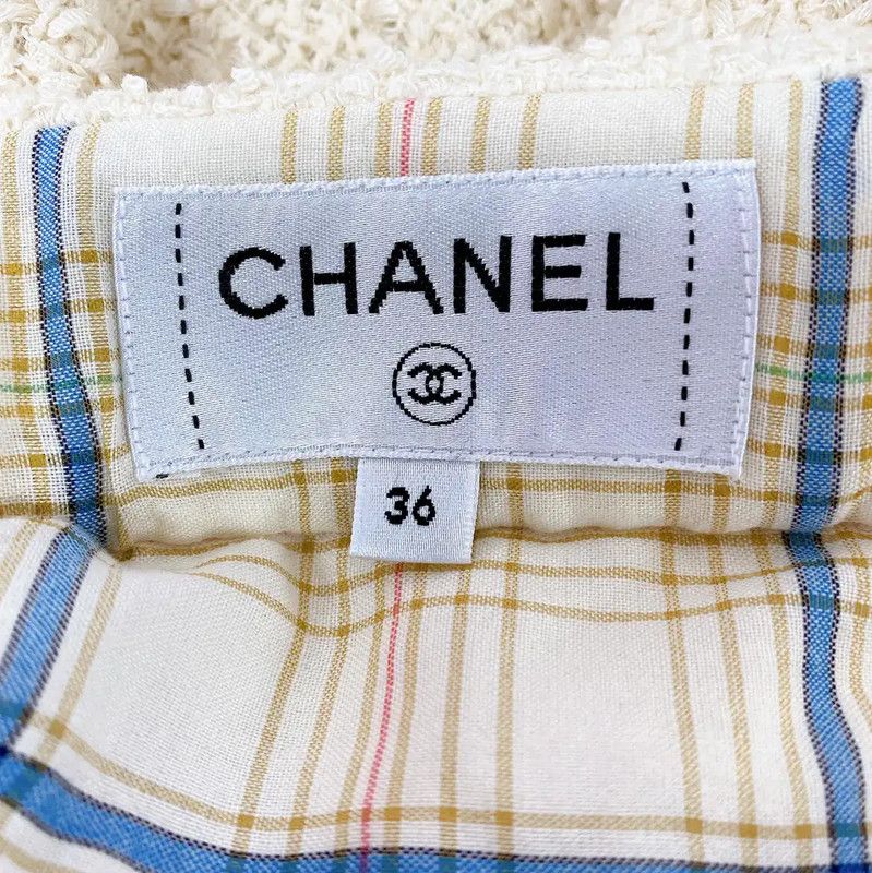 Chanel Chanel White Cotton Short Skirt for Women 0089 Size 23" - 6 Thumbnail