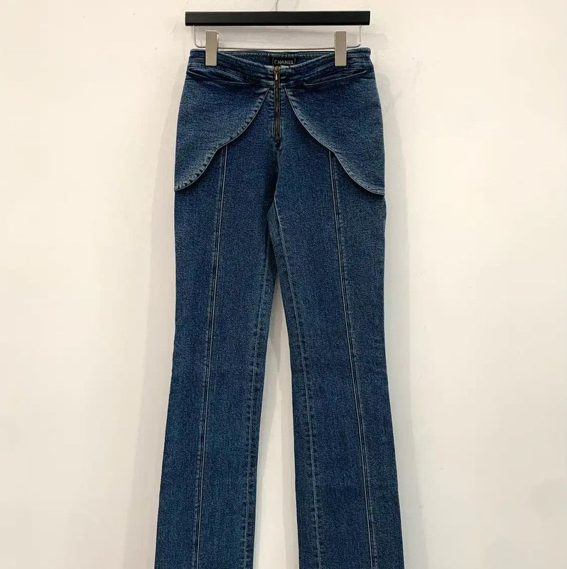 Chanel Chanel Women's Blue Denim Pants Size S 0089 Size 23" - 2 Thumbnail
