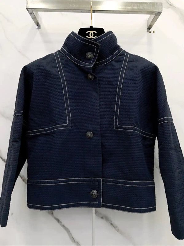 Chanel Chanel Blue Cotton Women’s Jacket 0089 Size S / US 4 / IT 40 - 4 Thumbnail