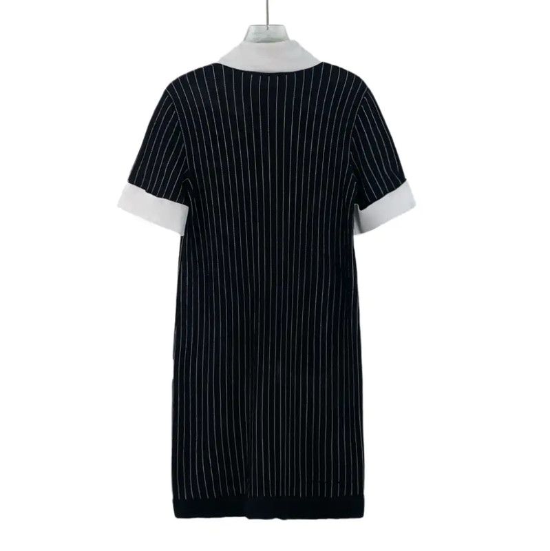 Chanel Chanel Black Cotton Dress with White Accents 0089 Size S / US 4 / IT 40 - 2 Thumbnail
