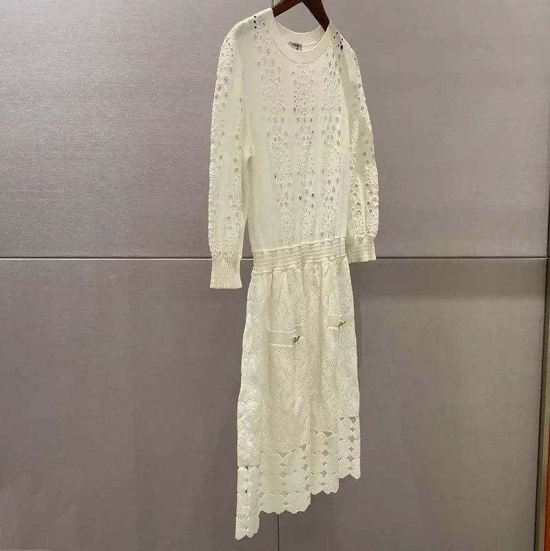 Chanel Chanel White Long Sleeve Knit Dress 0089 Size S / US 4 / IT 40 - 3 Thumbnail