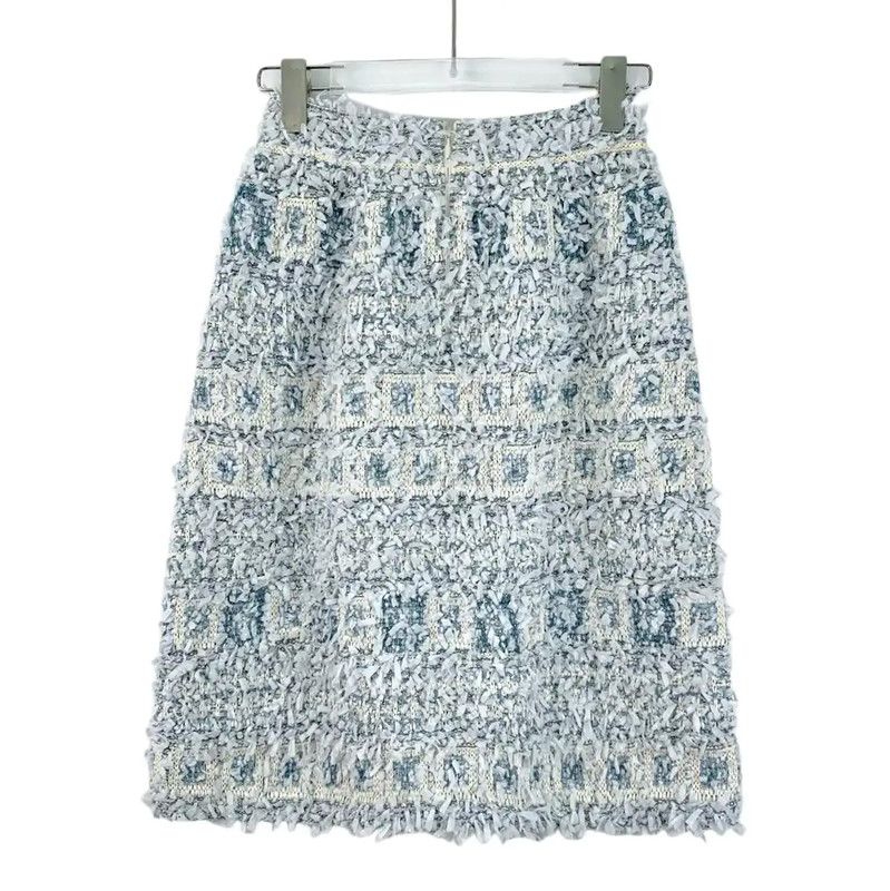 Chanel Chanel Light Blue Wool Blend Skirt 0089 Size 23" - 2 Thumbnail
