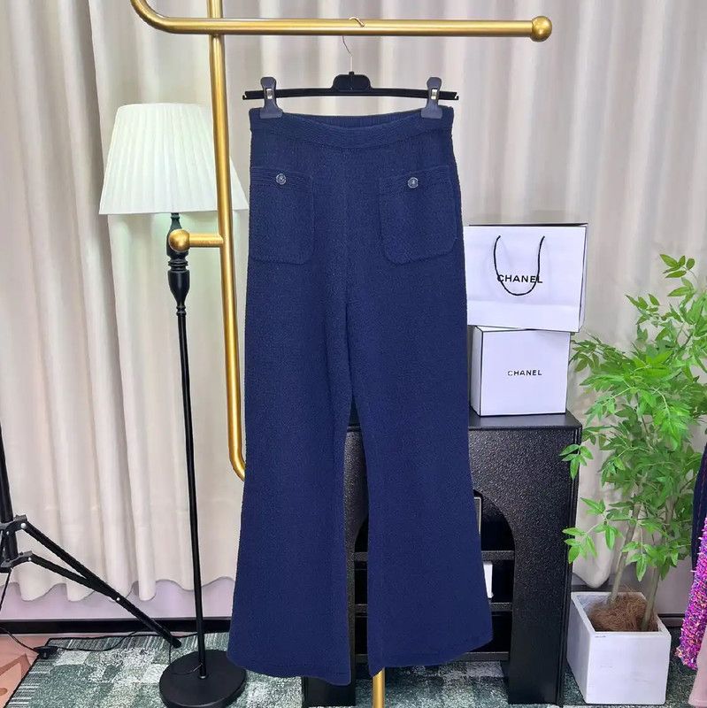 Chanel Chanel Blue Cotton Casual Pants for Women 0089 Size 23" - 2 Thumbnail
