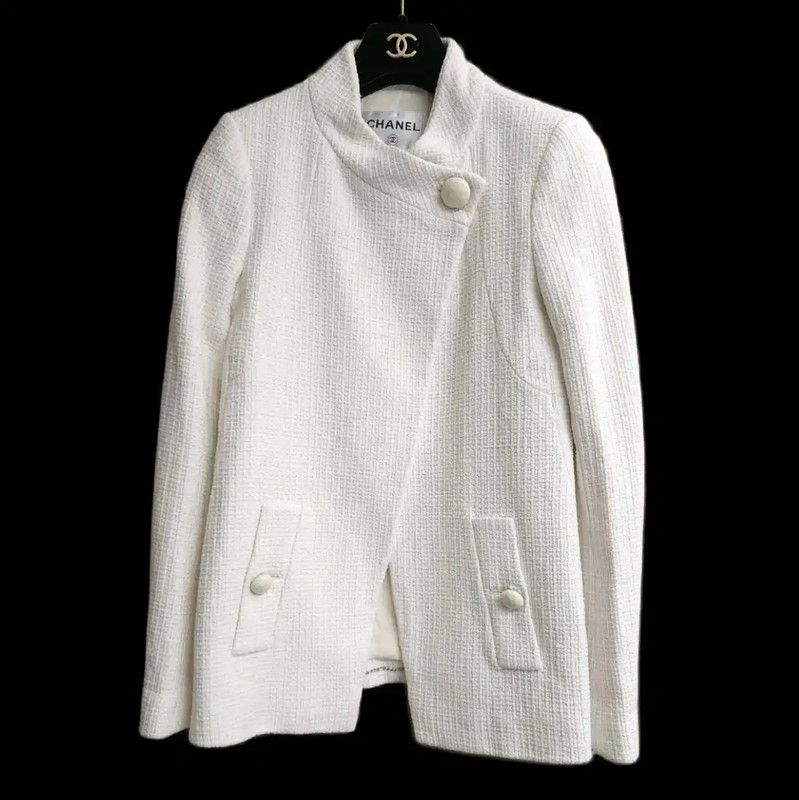 Chanel Chanel White Cotton Summer Jacket for Women 0089 Size XS / US 0-2 / IT 36-38 - 2 Thumbnail