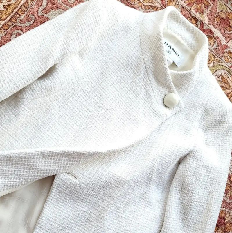 Chanel Chanel White Cotton Summer Jacket for Women 0089 Size XS / US 0-2 / IT 36-38 - 9 Thumbnail