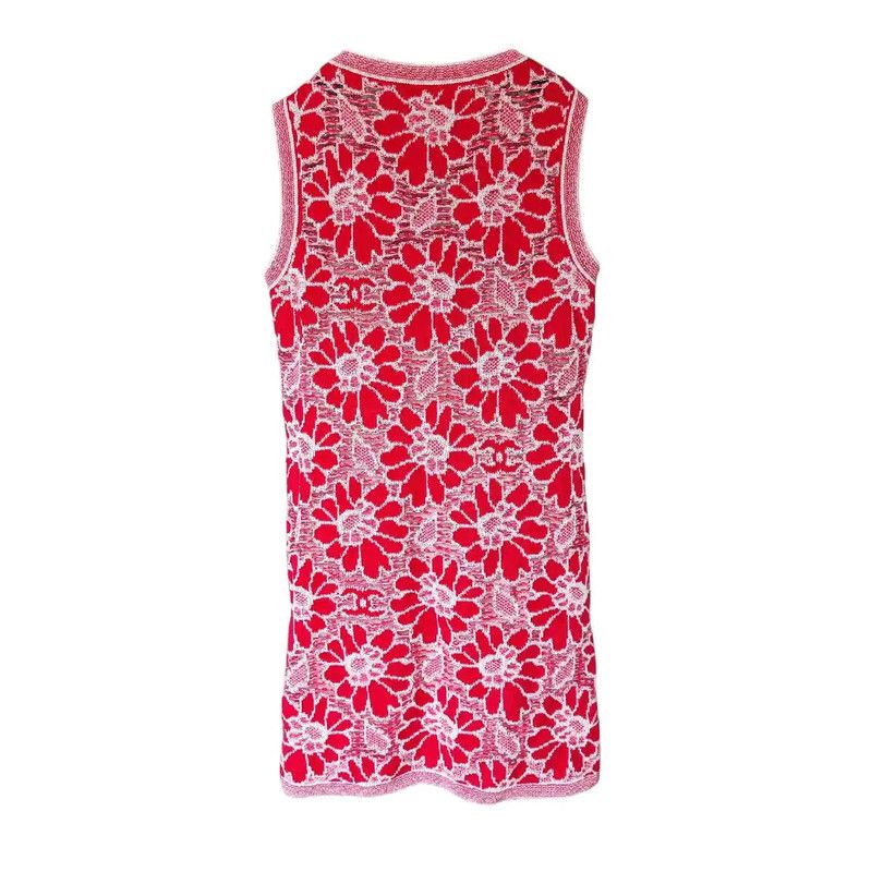 Chanel Chanel Red Floral Embroidered Dress, Size S 0089 Size S / US 4 / IT 40 - 10 Thumbnail
