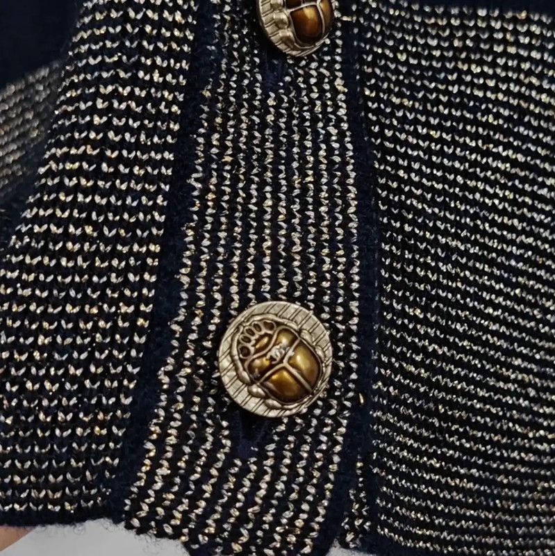 Chanel Chanel Navy Blue Cashmere Cardigan with Logo 0089 Size M / US 6-8 / IT 42-44 - 5 Thumbnail