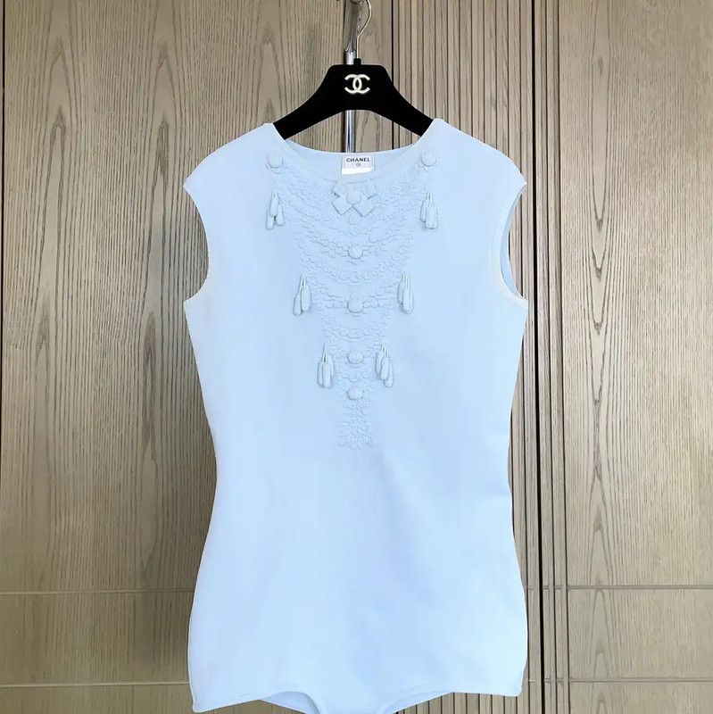 Chanel Chanel Light Blue Sleeveless Cotton Top 0089 Size M / US 6-8 / IT 42-44 - 4 Thumbnail