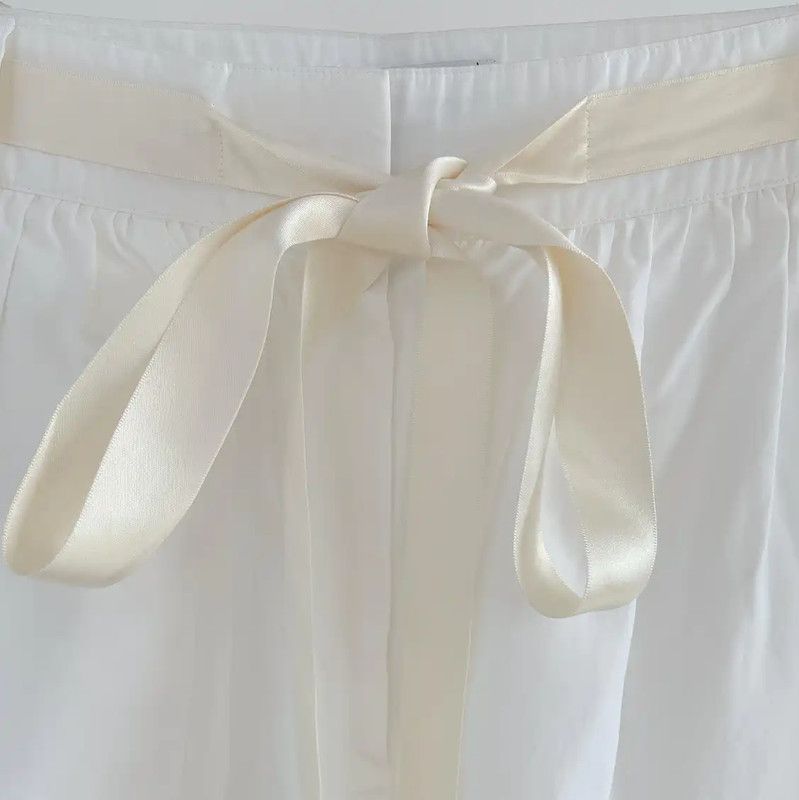Chanel Chanel White Cotton Casual Pants for Women 0089 Size 28" / US 6 / IT 42 - 5 Thumbnail