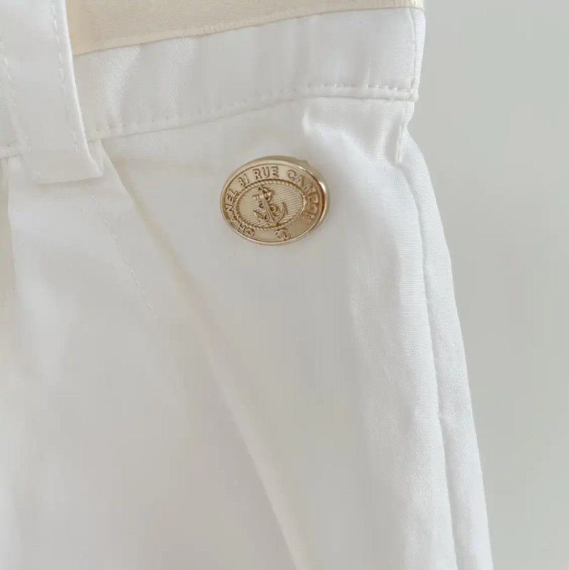 Chanel Chanel White Cotton Casual Pants for Women 0089 Size 28" / US 6 / IT 42 - 4 Thumbnail