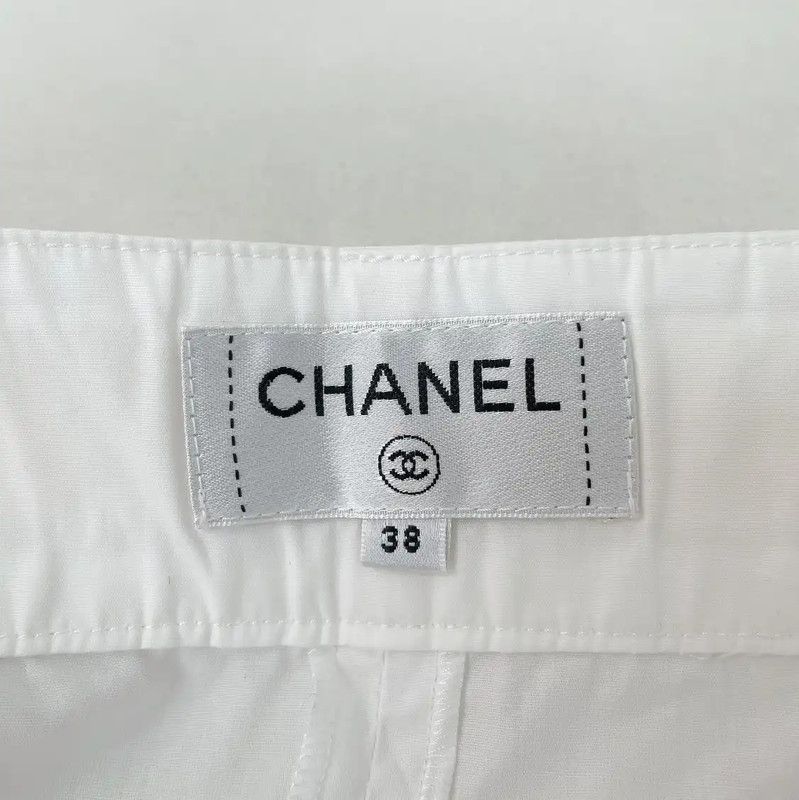 Chanel Chanel White Cotton Casual Pants for Women 0089 Size 28" / US 6 / IT 42 - 6 Thumbnail