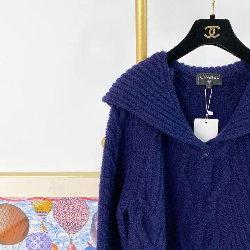 Chanel Chanel Blue Wool Knit Pullover Sweater 0089 Size S / US 4 / IT 40 - 3 Thumbnail