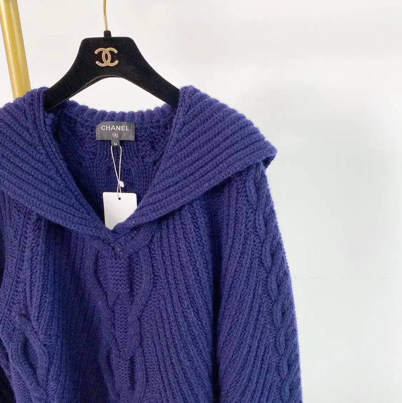 Chanel Chanel Blue Wool Knit Pullover Sweater 0089 Size S / US 4 / IT 40 - 4 Thumbnail