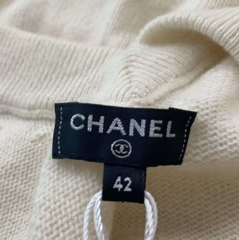Chanel Chanel Cream Cashmere Women's Sweater 0089 Size L / US 10 / IT 46 - 3 Thumbnail