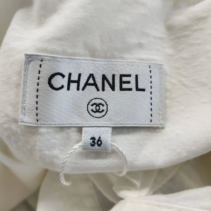 Chanel Chanel Cream Cotton Women's Jacket 0089 Size M / US 6-8 / IT 42-44 - 3 Thumbnail