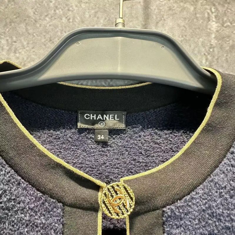 Chanel Chanel Navy Cotton Women's Dress Size S 0089 Size S / US 4 / IT 40 - 4 Thumbnail