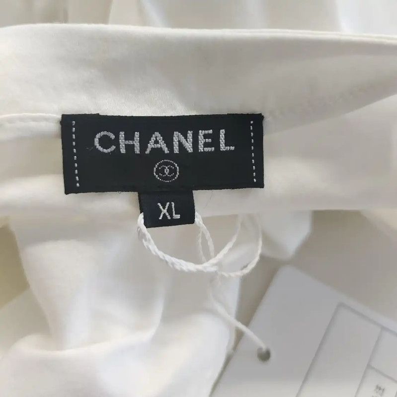 Chanel Chanel White Cotton Women's Dress 0089 Size XL / US 12-14 / IT 48-50 - 4 Thumbnail