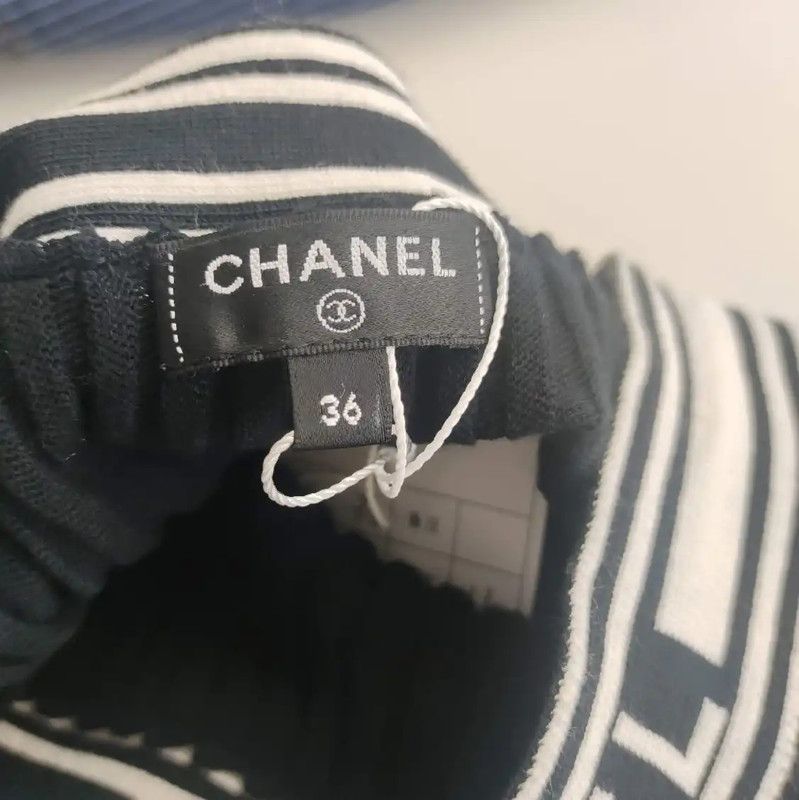 Chanel Chanel Black Cotton Summer Skirt 0089 Size 23" - 2 Thumbnail