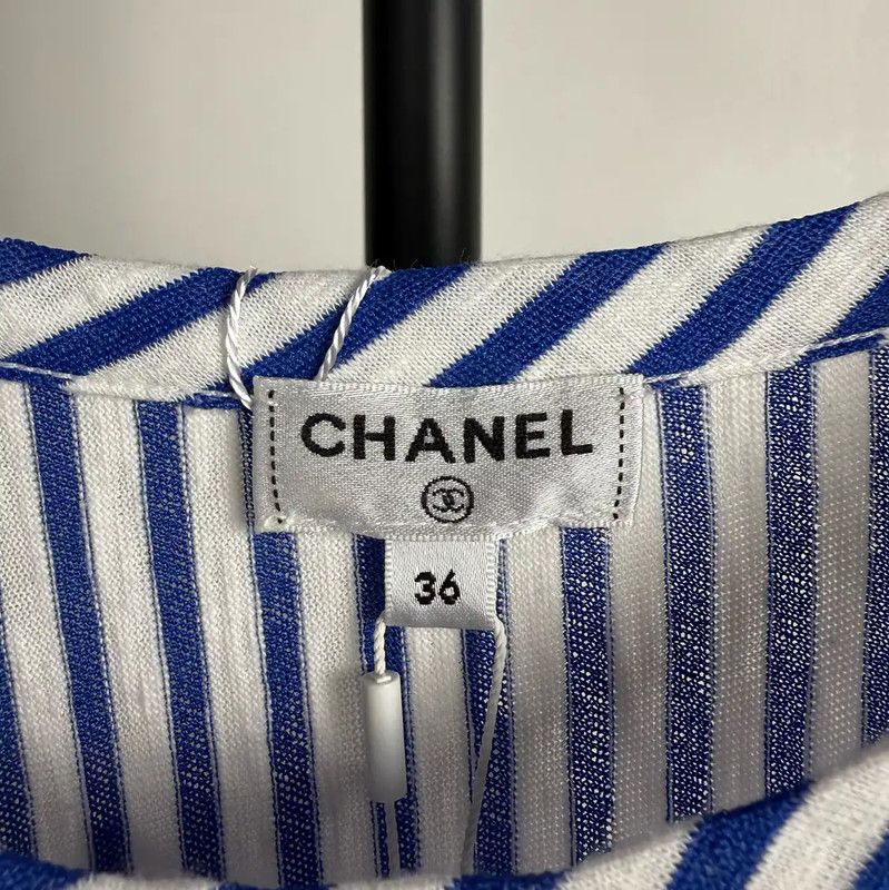 Chanel Chanel Striped Cotton Dress in Chocolate 0089 Size S / US 4 / IT 40 - 7 Thumbnail