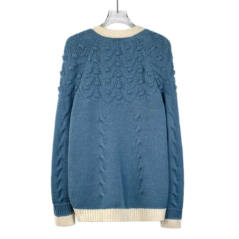 Chanel Chanel Women's Blue Wool Cardigan with Floral Detail 0089 Size S / US 4 / IT 40 - 2 Thumbnail