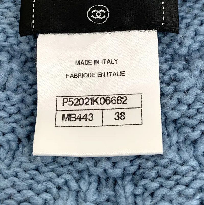 Chanel Chanel Women's Blue Wool Cardigan with Floral Detail 0089 Size S / US 4 / IT 40 - 8 Thumbnail