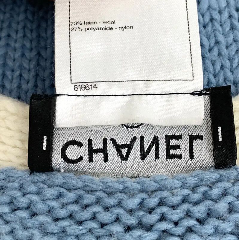 Chanel Chanel Women's Blue Wool Cardigan with Floral Detail 0089 Size S / US 4 / IT 40 - 9 Thumbnail
