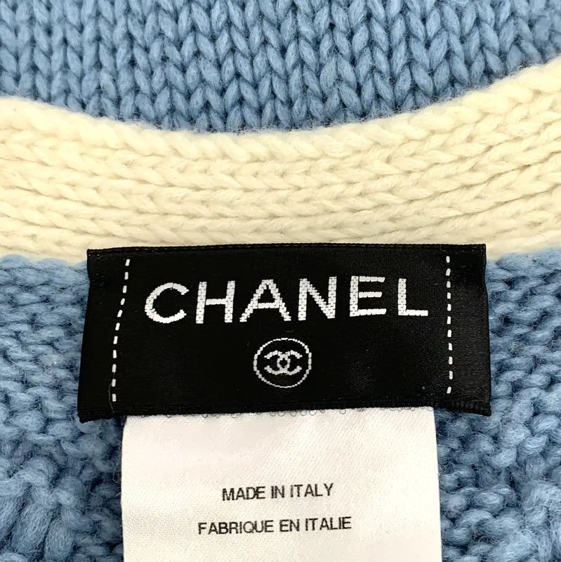 Chanel Chanel Women's Blue Wool Cardigan with Floral Detail 0089 Size S / US 4 / IT 40 - 7 Thumbnail