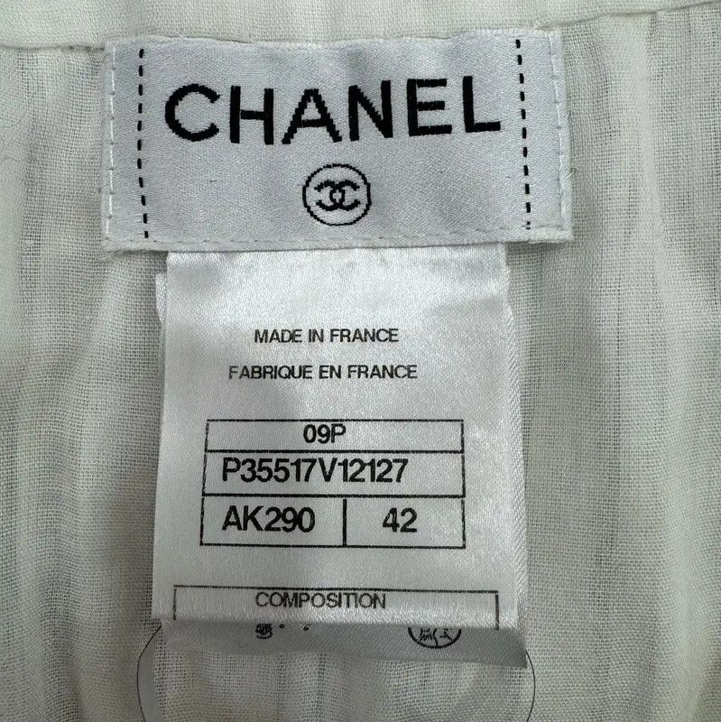 Chanel Chanel White Cotton Pleated T-Shirt for Women 0089 Size XL / US 12-14 / IT 48-50 - 5 Thumbnail