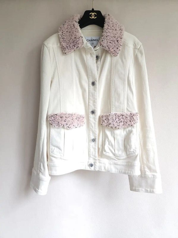 Chanel Chanel Spring Autumn White Denim Jacket 0089 Size L / US 10 / IT 46 - 7 Thumbnail