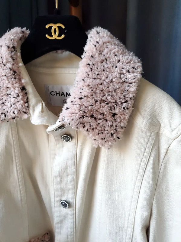 Chanel Chanel Spring Autumn White Denim Jacket 0089 Size L / US 10 / IT 46 - 3 Thumbnail