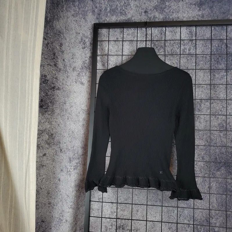 Chanel Chanel Black Cashmere Long Sleeve Top 0089 Size M / US 6-8 / IT 42-44 - 2 Thumbnail