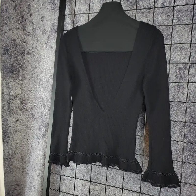 Chanel Chanel Black Cashmere Long Sleeve Top 0089 Size M / US 6-8 / IT 42-44 - 3 Thumbnail