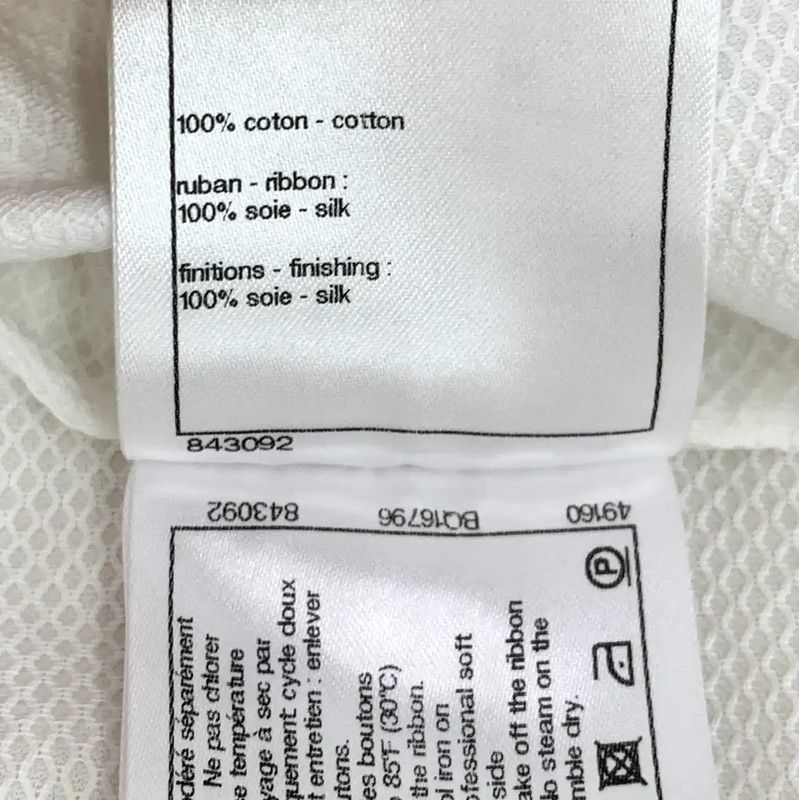 Chanel Chanel White Cotton Women's Shirt with Ribbon Tie 0089 Size S / US 4 / IT 40 - 7 Thumbnail