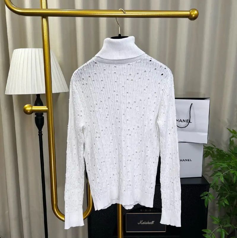 Chanel Chanel White Cotton Ladies Pullover Sweater 0089 Size S / US 4 / IT 40 - 2 Thumbnail