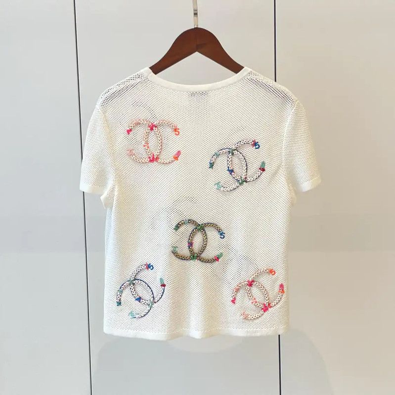 Chanel Chanel Summer White Short Sleeve T-Shirt 0089 Size XS / US 0-2 / IT 36-38 - 2 Thumbnail