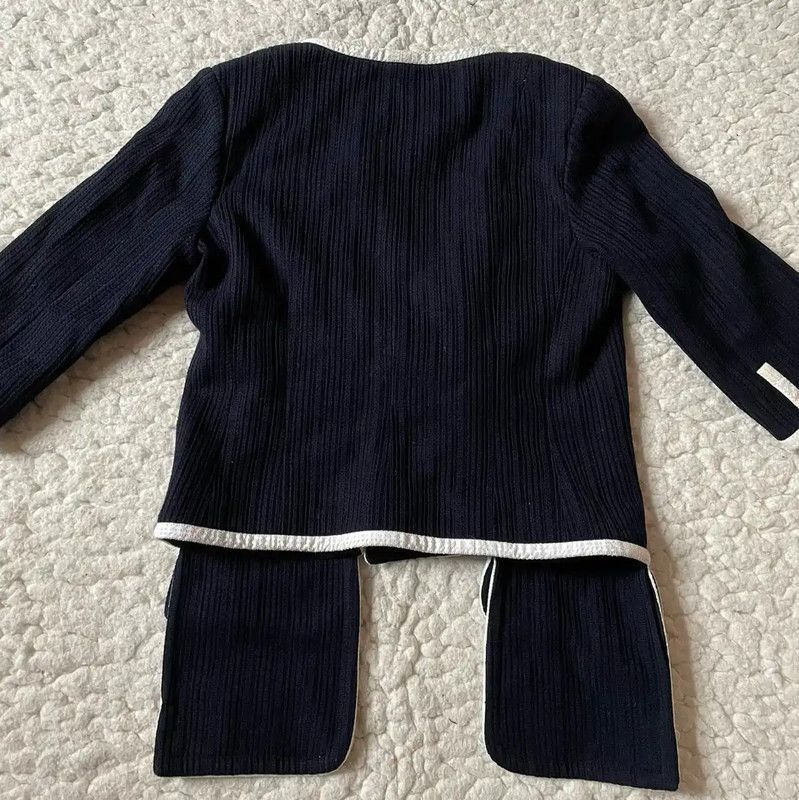 Chanel Chanel Black Women's Jacket with White Trim 0089 Size M / US 6-8 / IT 42-44 - 2 Thumbnail