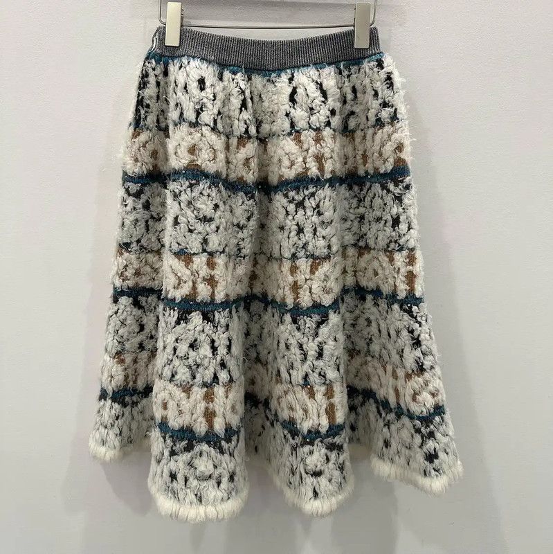Chanel Chanel Women's White Wool Skirt 0089 Size 22" - 3 Thumbnail