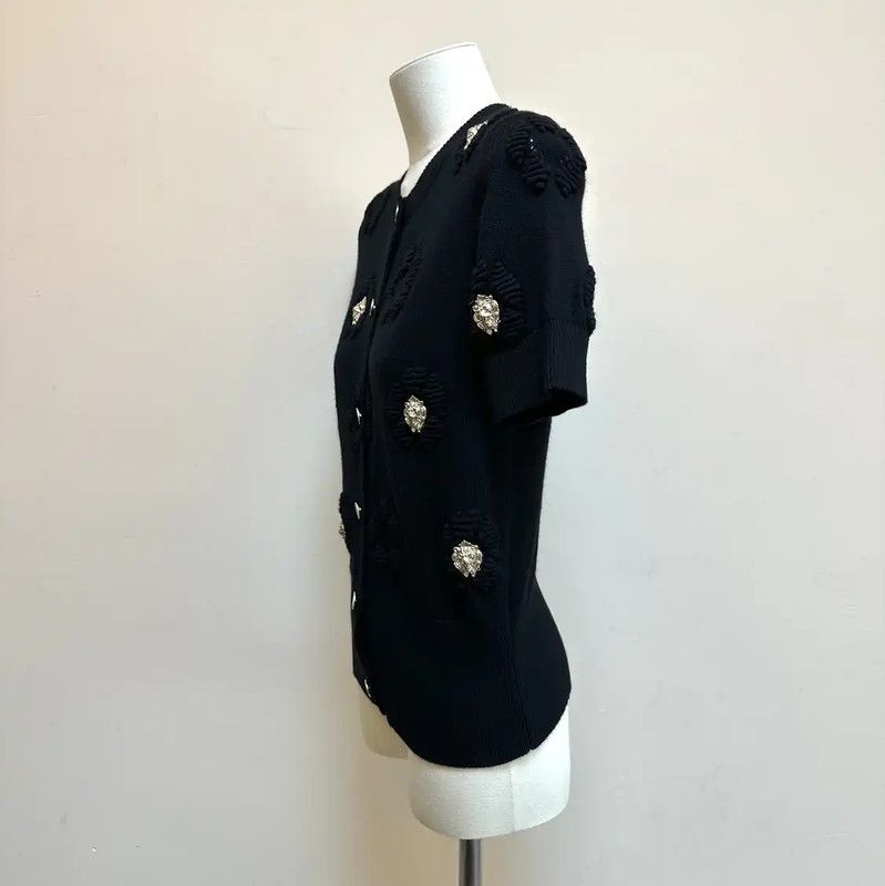 Chanel Chanel Black Short Sleeve Pullover Sweater 0089 Size S / US 4 / IT 40 - 2 Thumbnail