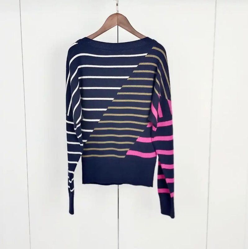 Chanel Chanel Blue Striped Cashmere Sweater for Women 0089 Size S / US 4 / IT 40 - 2 Thumbnail