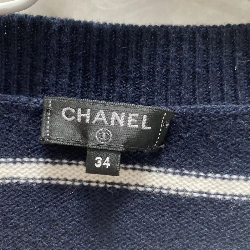 Chanel Chanel Blue Striped Cashmere Sweater for Women 0089 Size S / US 4 / IT 40 - 5 Thumbnail