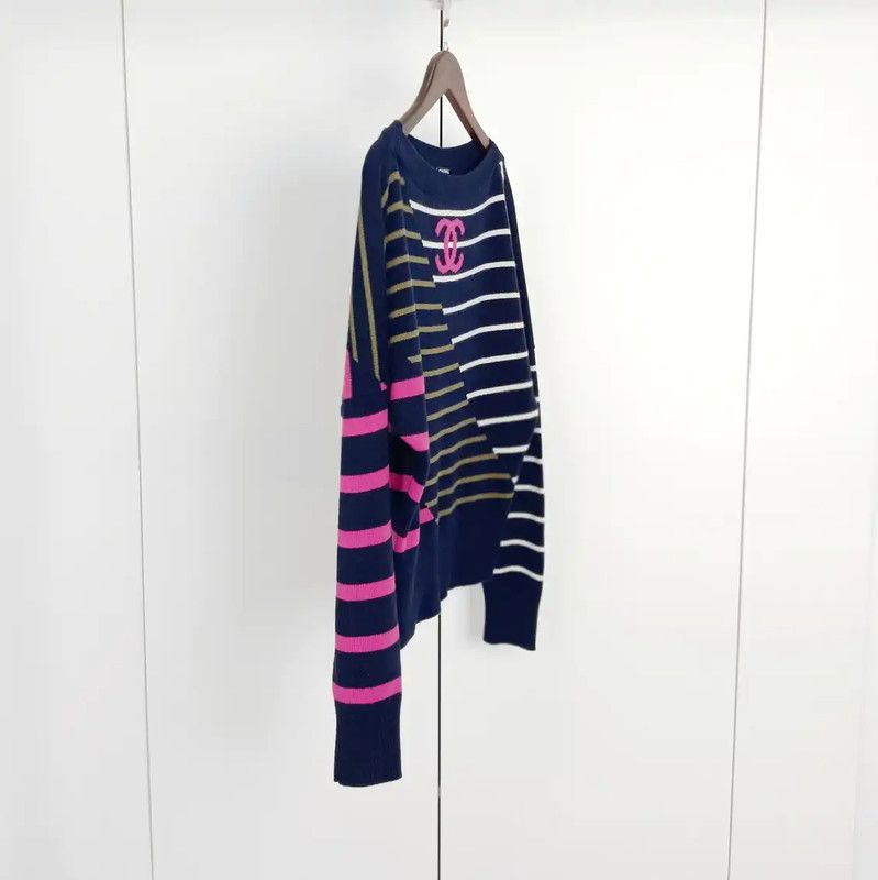 Chanel Chanel Blue Striped Cashmere Sweater for Women 0089 Size S / US 4 / IT 40 - 3 Thumbnail