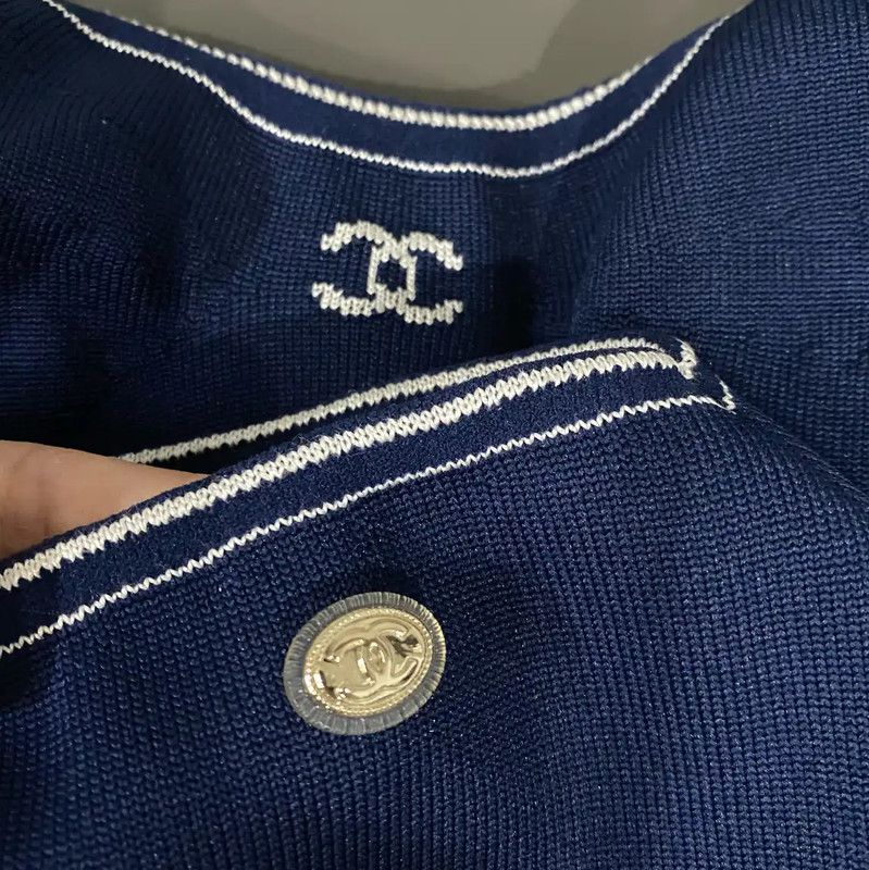 Chanel Chanel Summer Navy Blue Women's T-shirt 0089 Size ONE SIZE - 3 Thumbnail