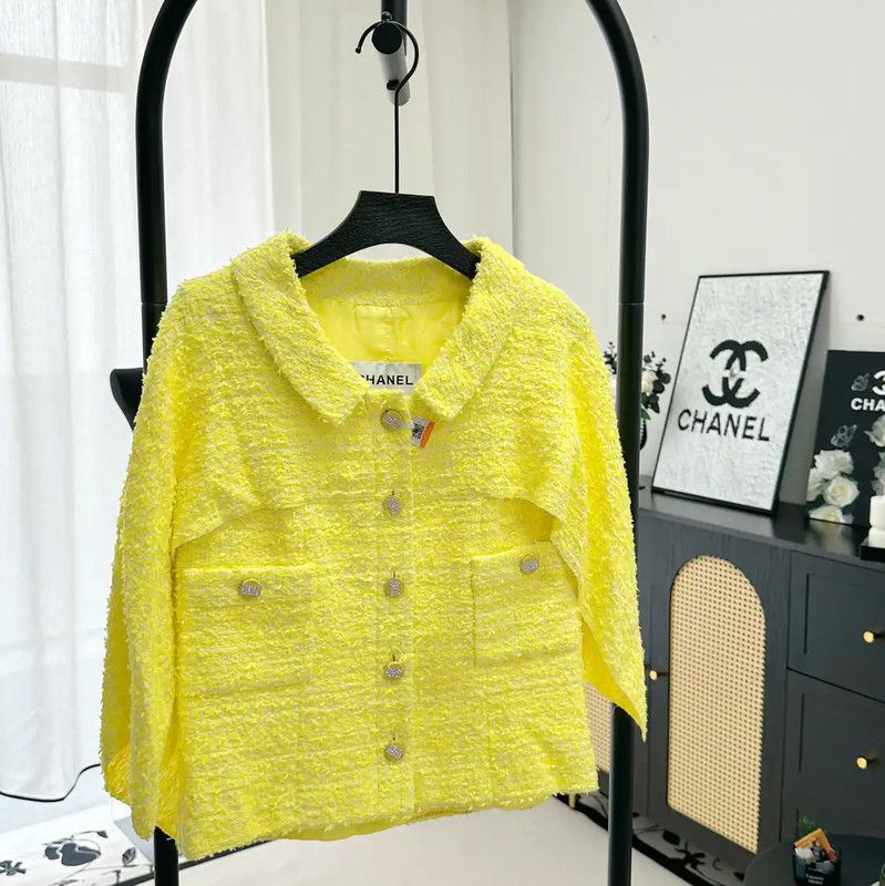 Chanel Chanel Yellow Tweed Short Sleeve Cardigan 0089 Size S / US 4 / IT 40 - 7 Thumbnail